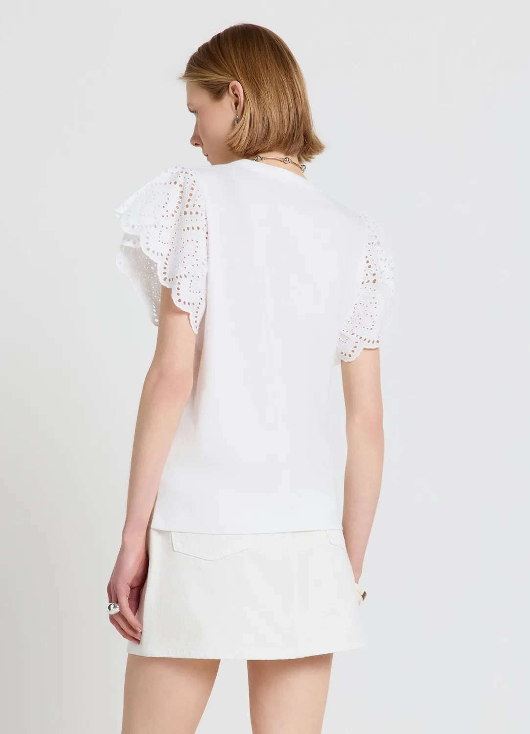 Calliope t-shirt femme manches à volants sangallo