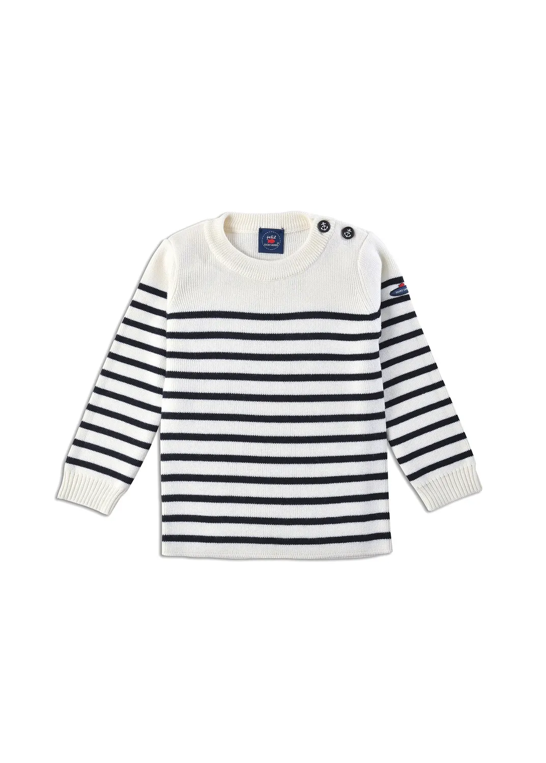 Saint James Moussaillon pull marin enfant écume/navy laine