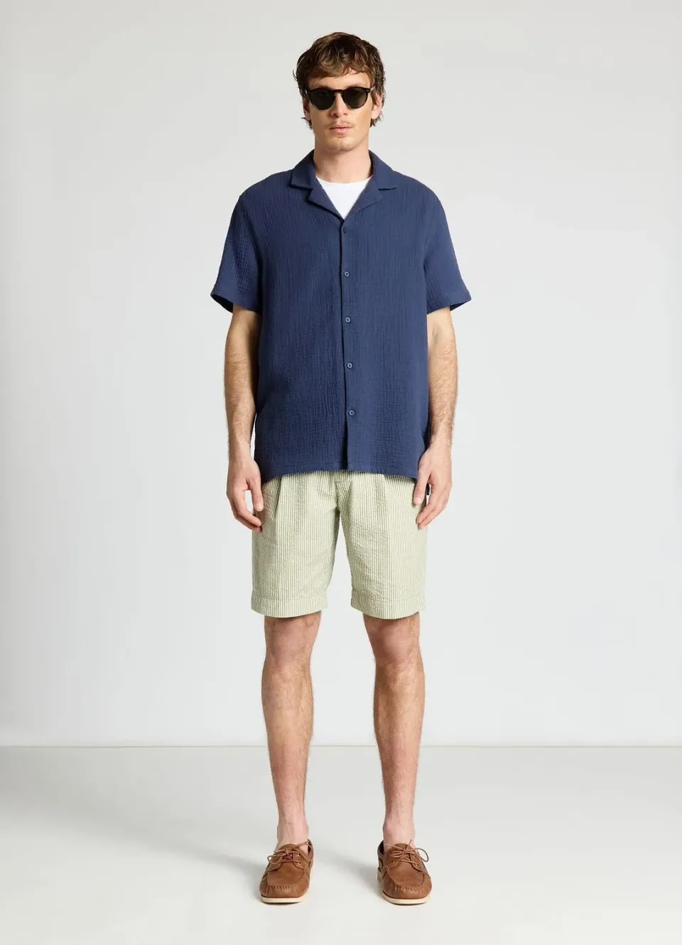 Calliope chemise bowling unie homme manches courtes