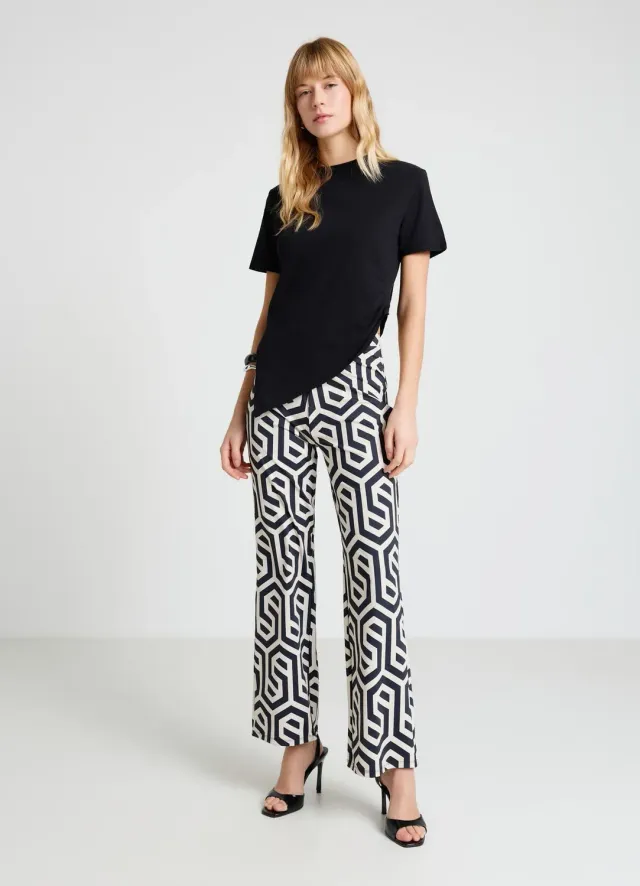 Calliope Pantalon palazzo femme imprimé géométrique