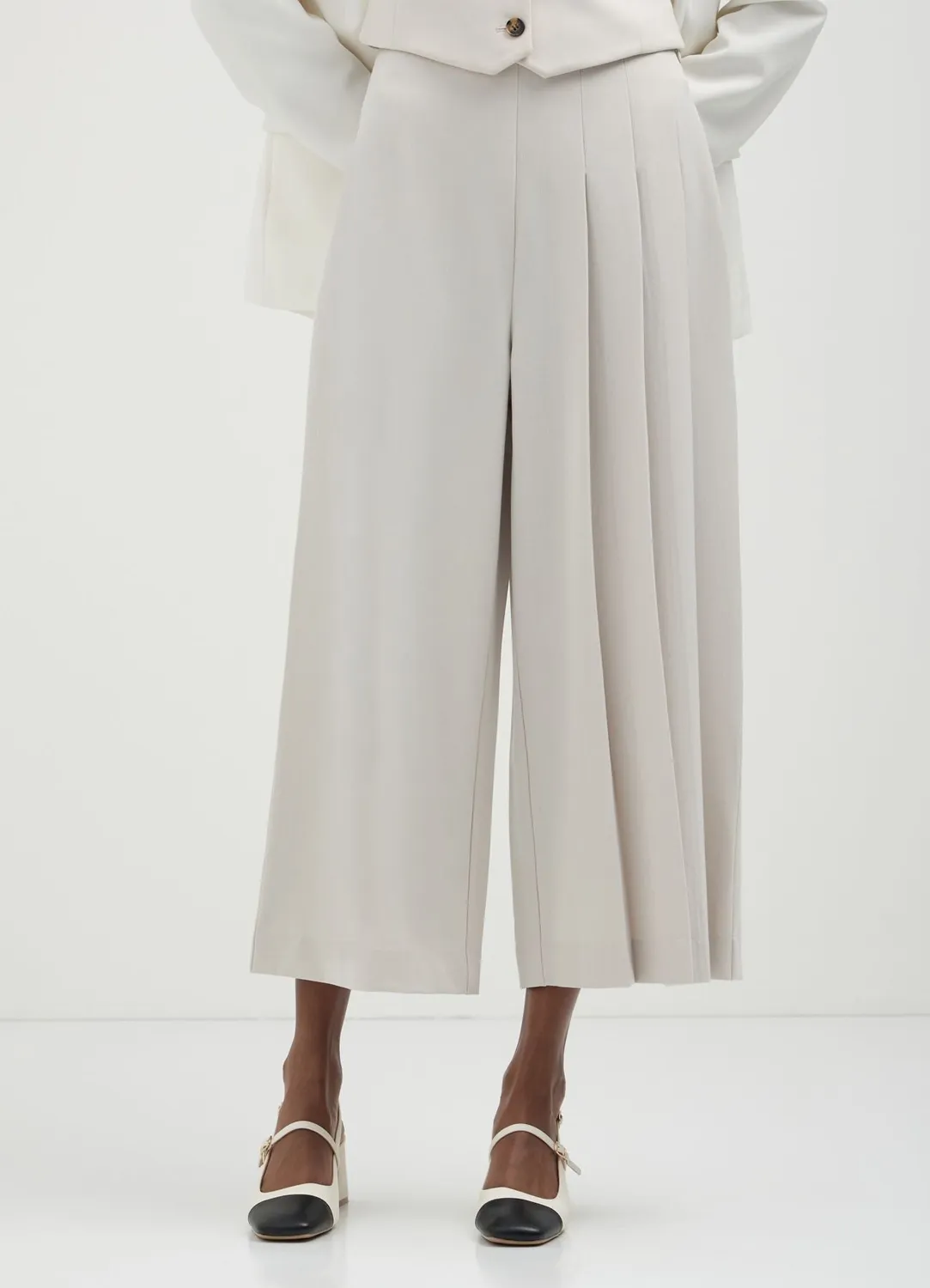 Calliope pantalon culotte à plis femme coupe droite
