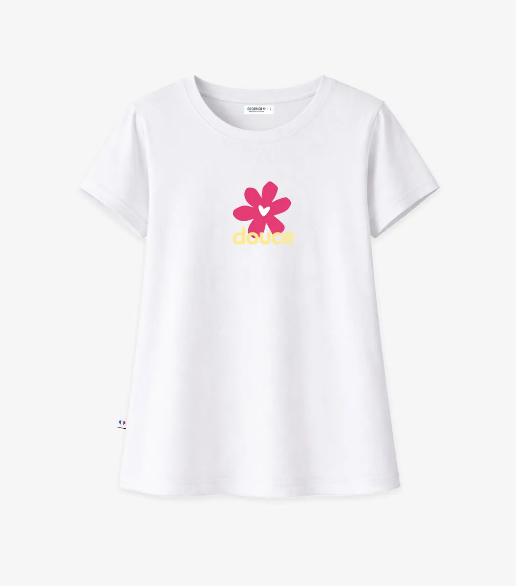 Cocorico Douce t-shirt pyjama femme blanc coton