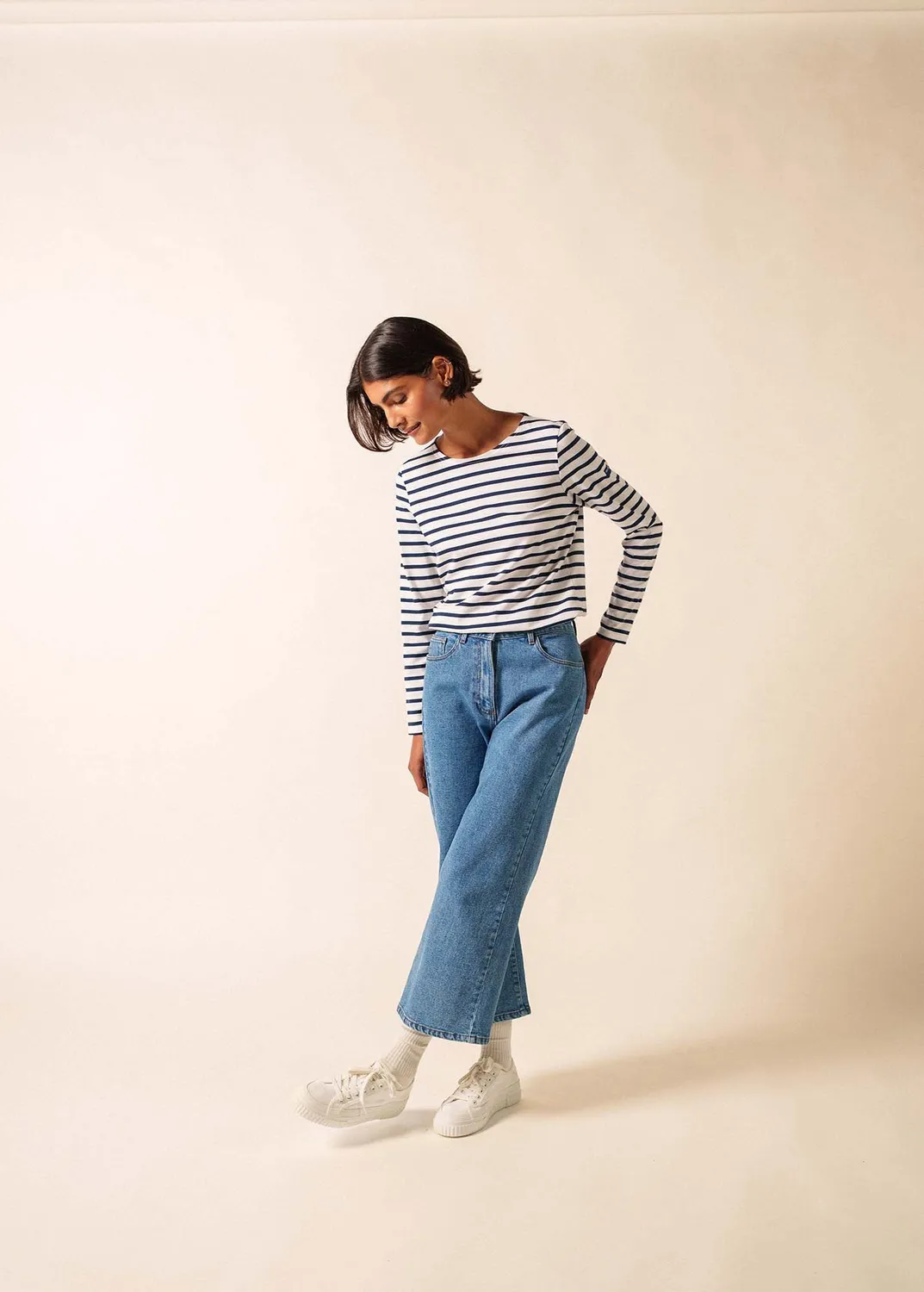 Saint James Minquidame marinière neige marine femme coton