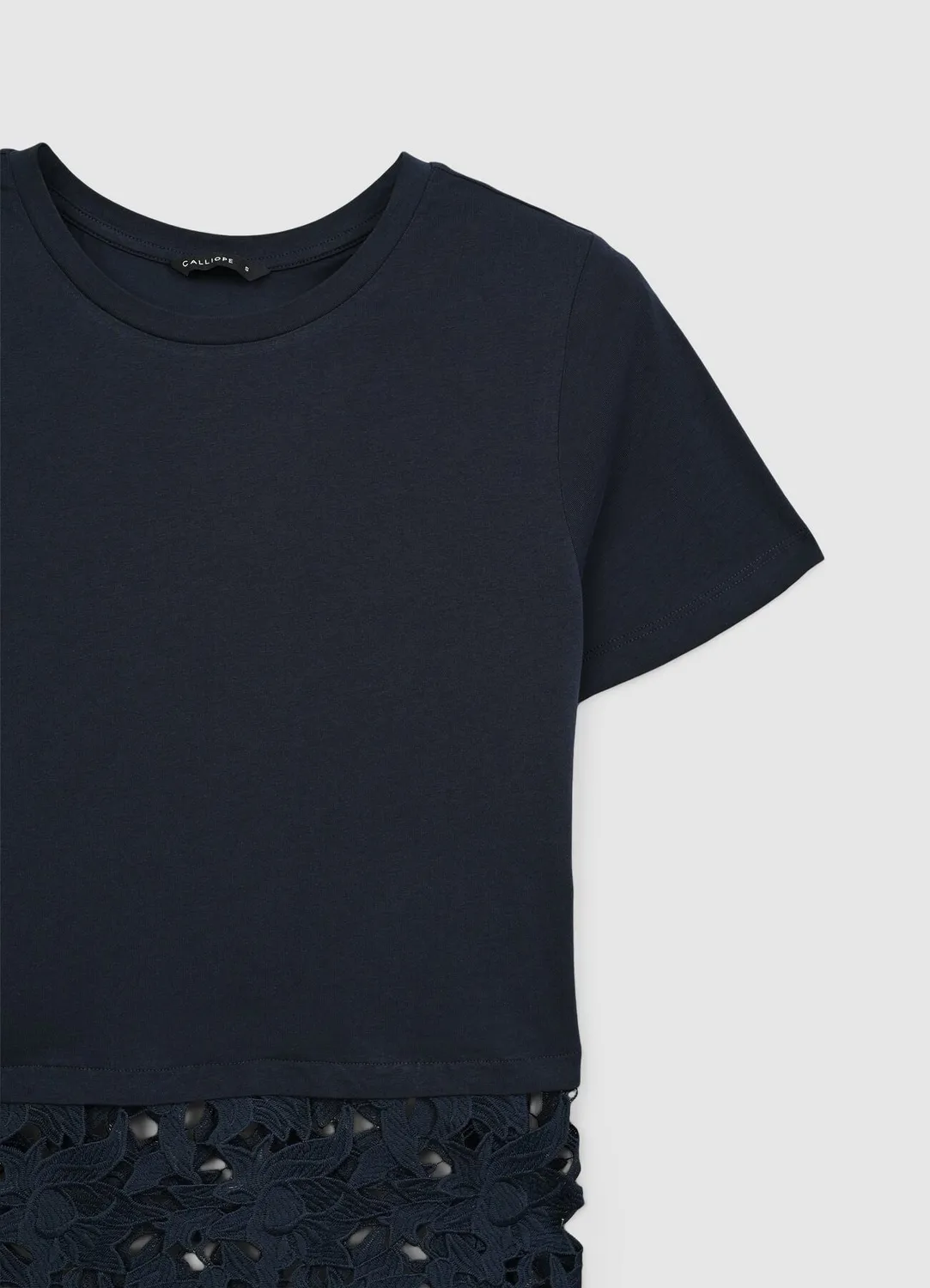 Calliope t-shirt coton femme col rond bas broderie