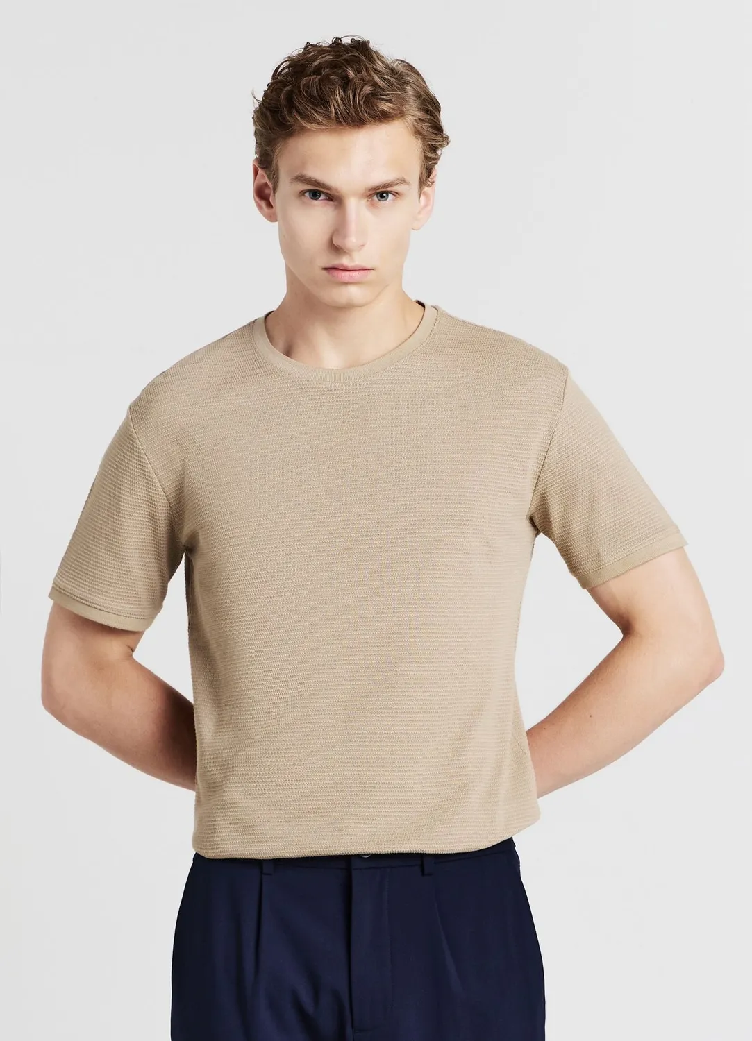 Calliope T-shirt coton opéré homme col rond uni