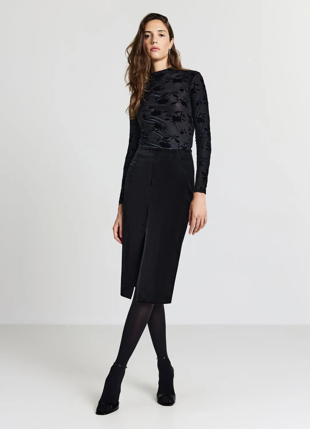 Calliope jupe longuette femme chenille zip latéral