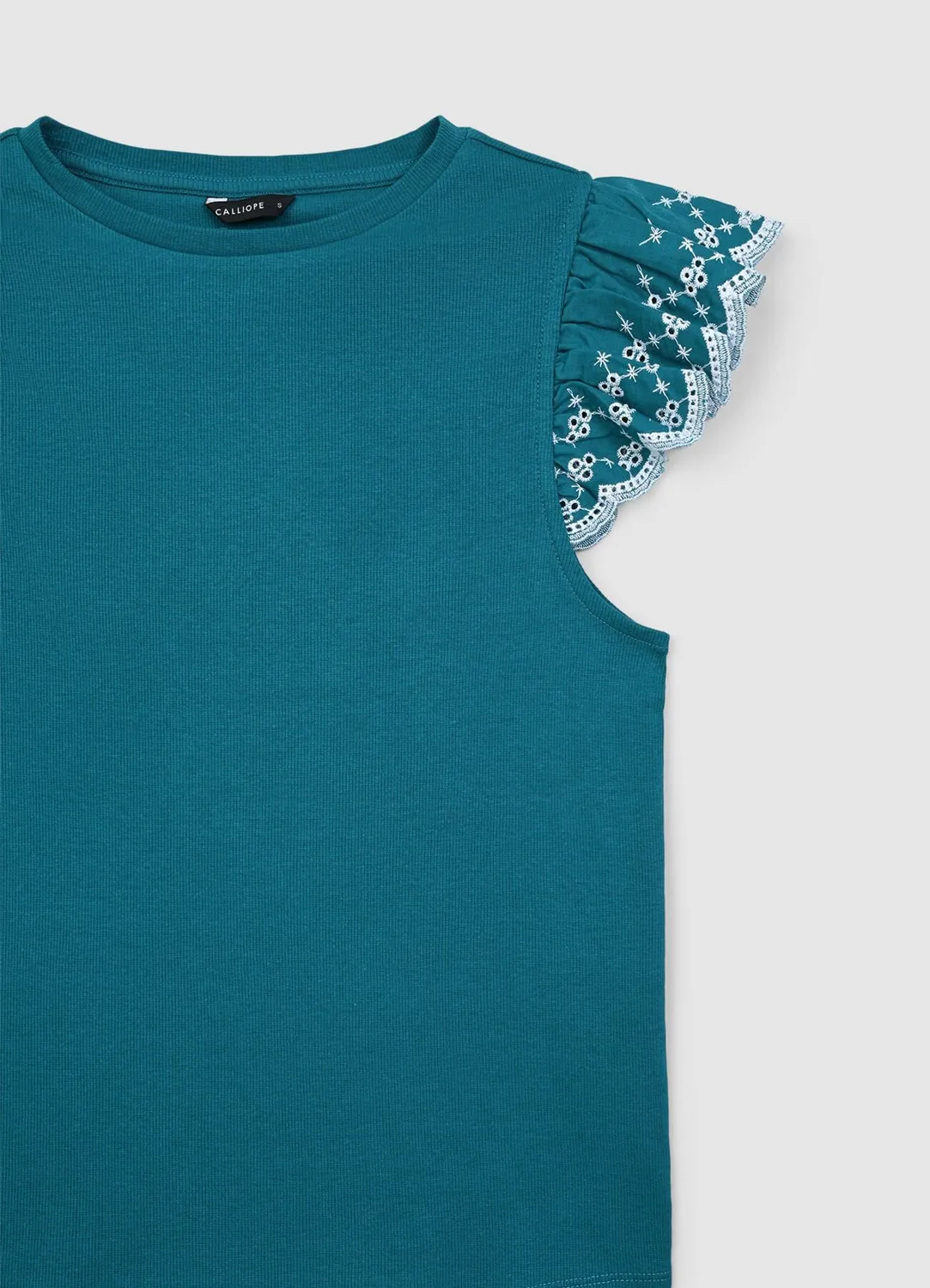 Calliope t-shirt côtelé femme volants manches courtes