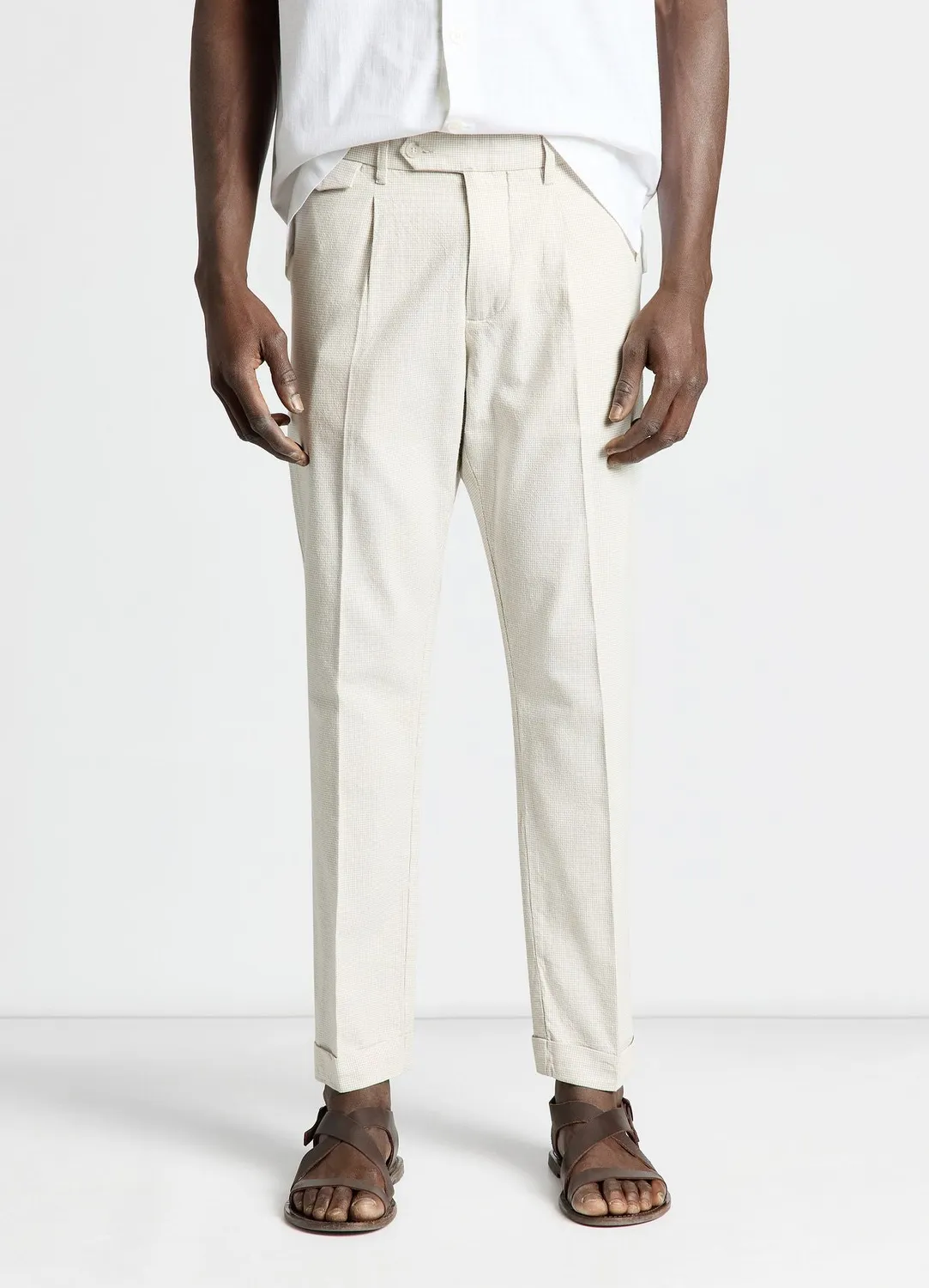 Calliope pantalon straight homme micro motif à pli