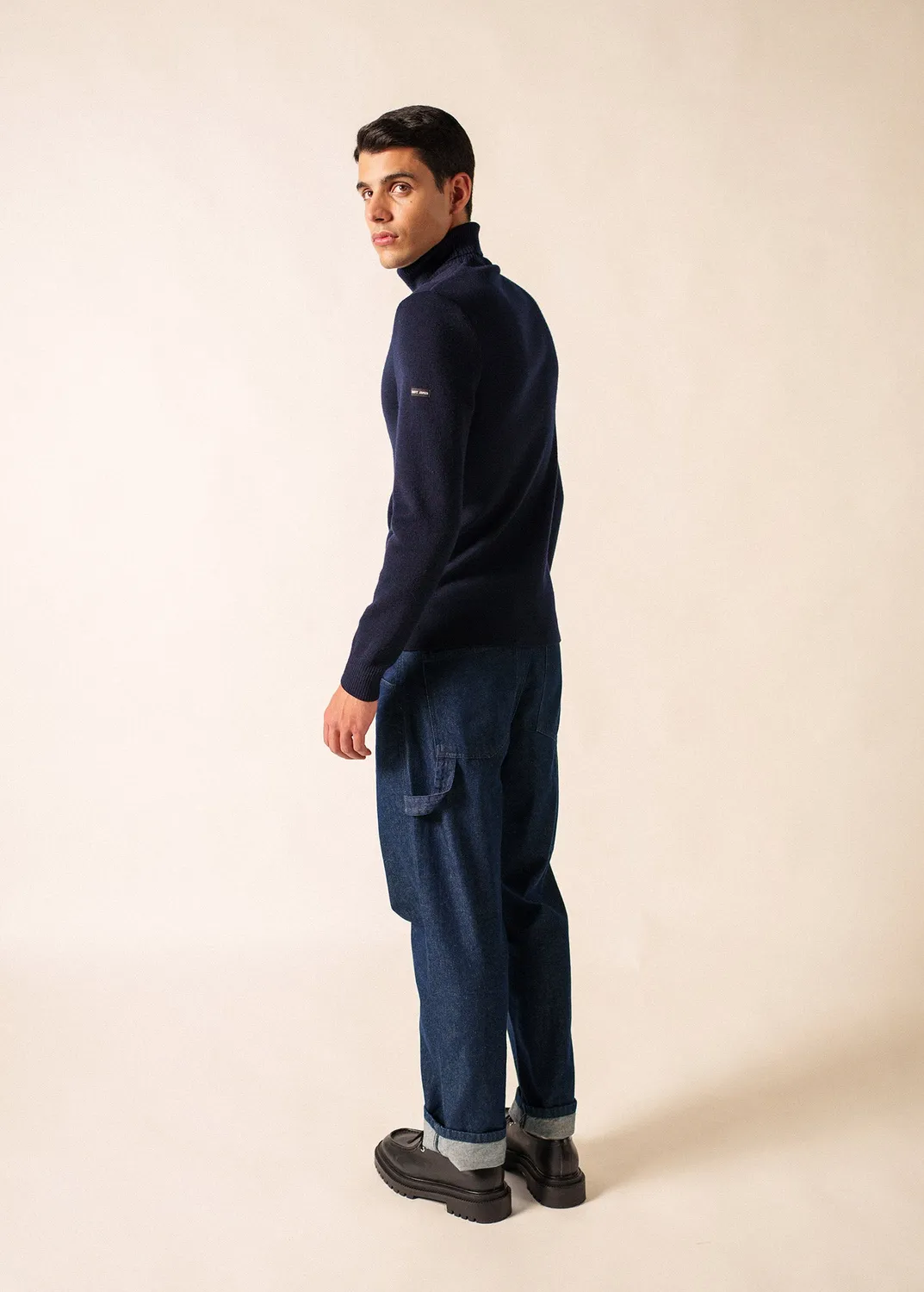 Saint James Bretagne roulé pull marin MARINE laine