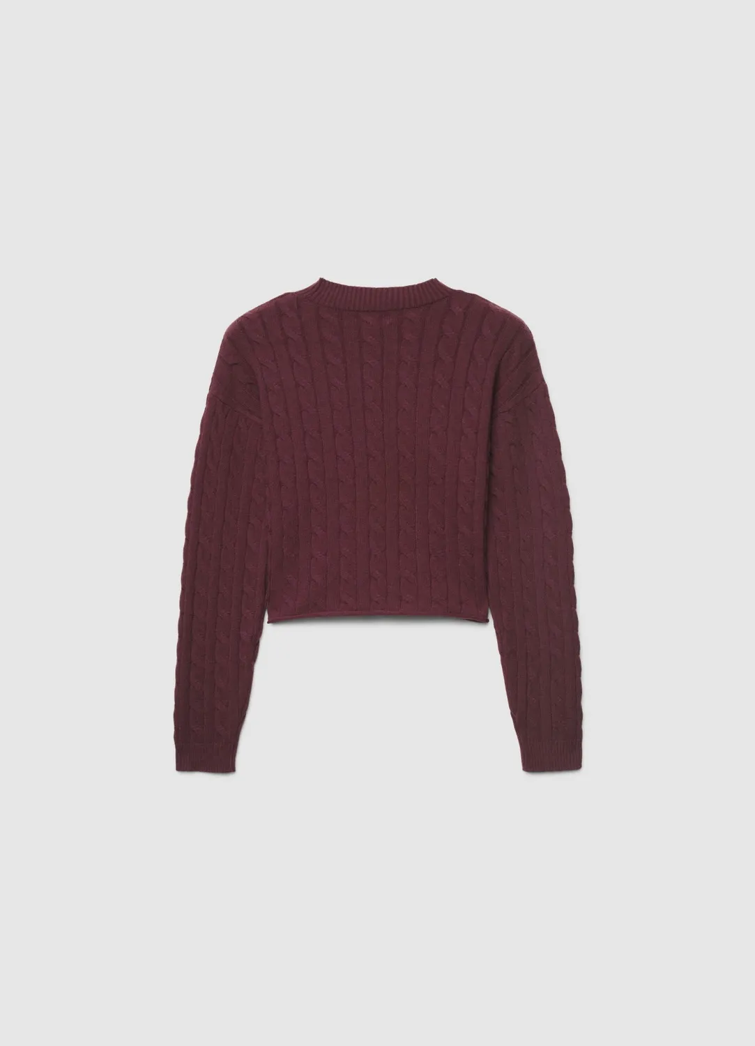 Calliope Pull crop torsadé col rond femme uni