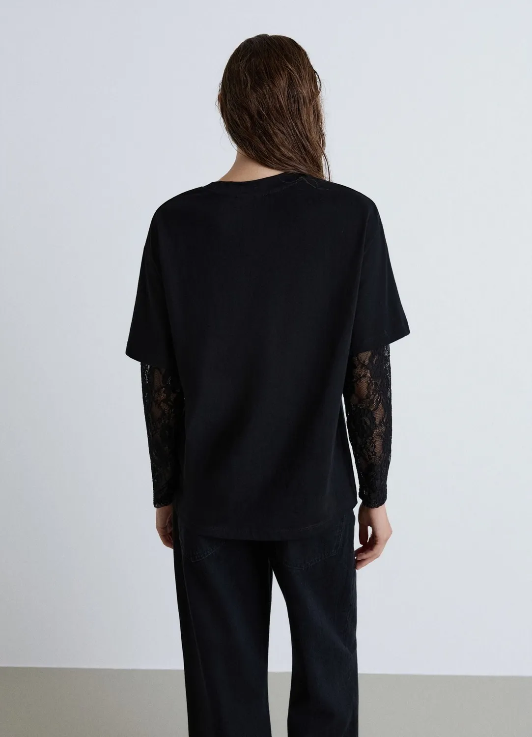 Calliope t-shirt dentelle manches longues femme taille S