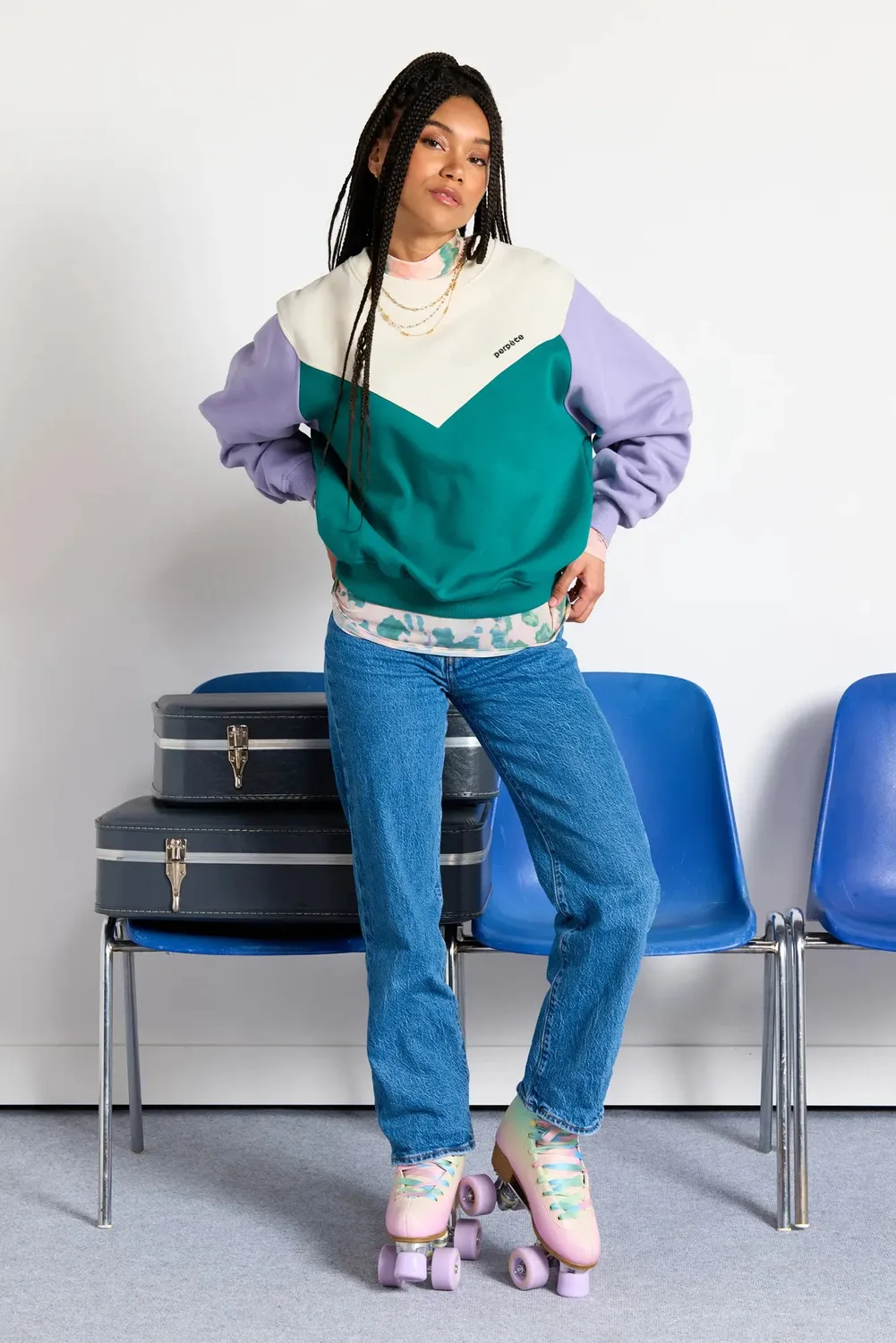 Perpète Max vert lilas sweat oversize bio