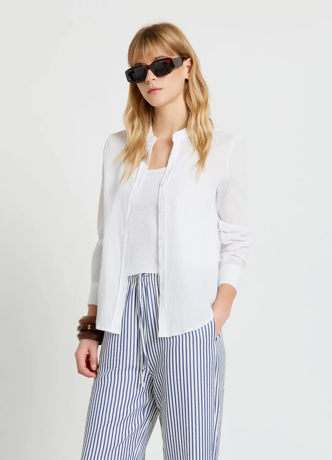 Calliope chemise femme col coréen manches longues