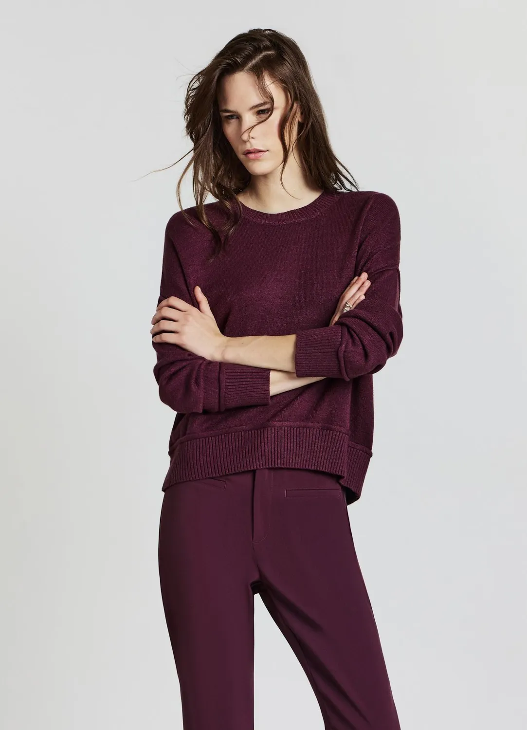 Calliope pull col rond femme bord franc uni