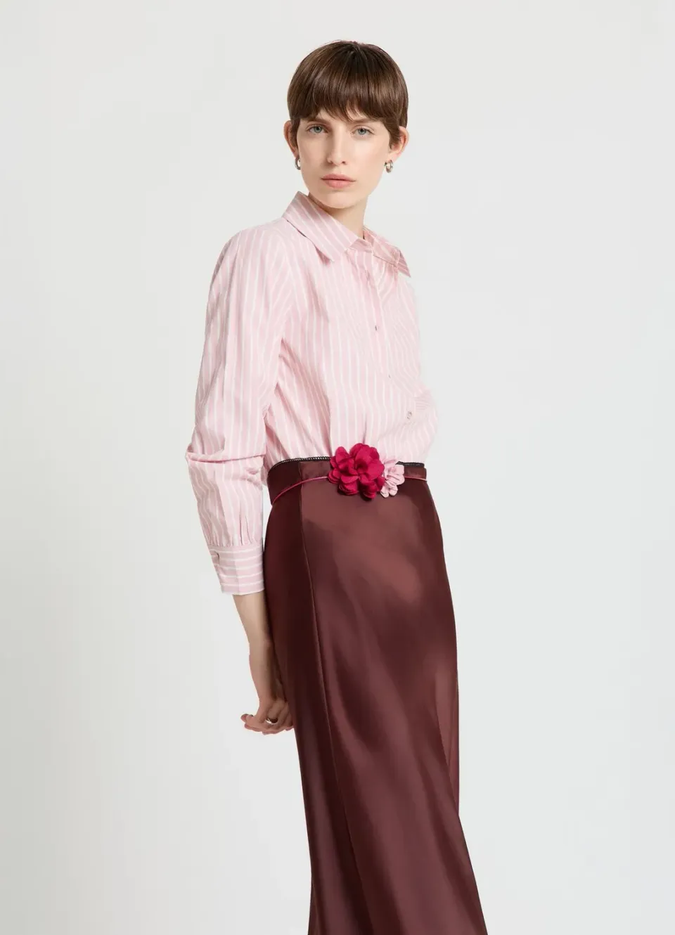 Calliope chemise rayée femme S crop à pinces