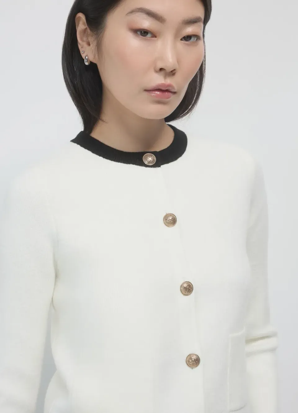 Calliope cardigan femme boutonné contrasté