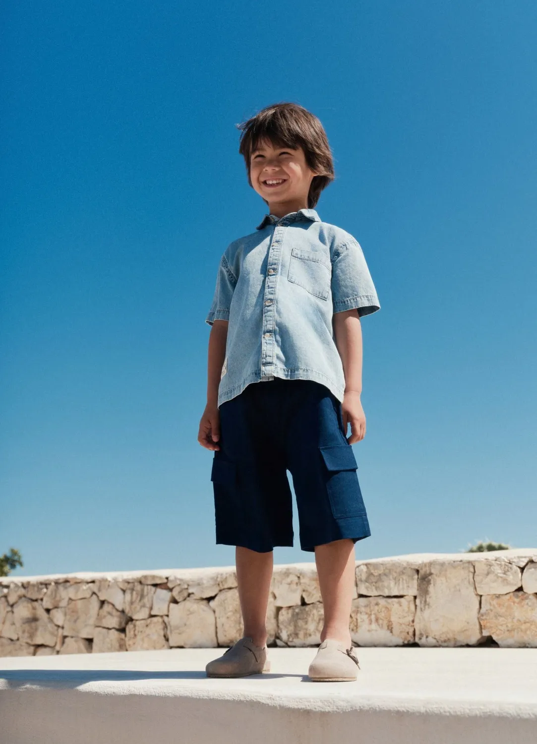 Calliope short cargo garçon lin avec poches