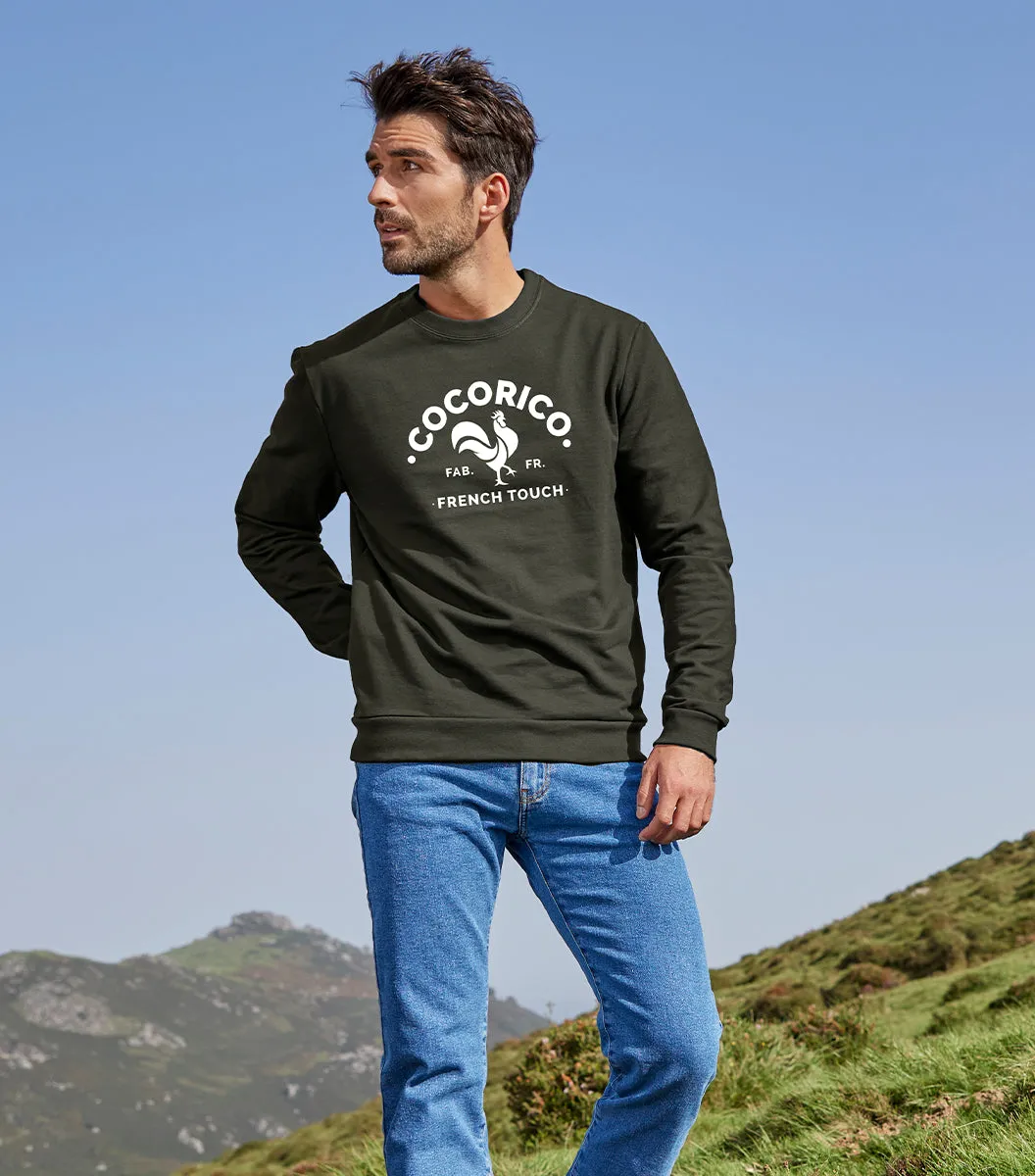 Cocorico Coq Français sweat homme kaki coton