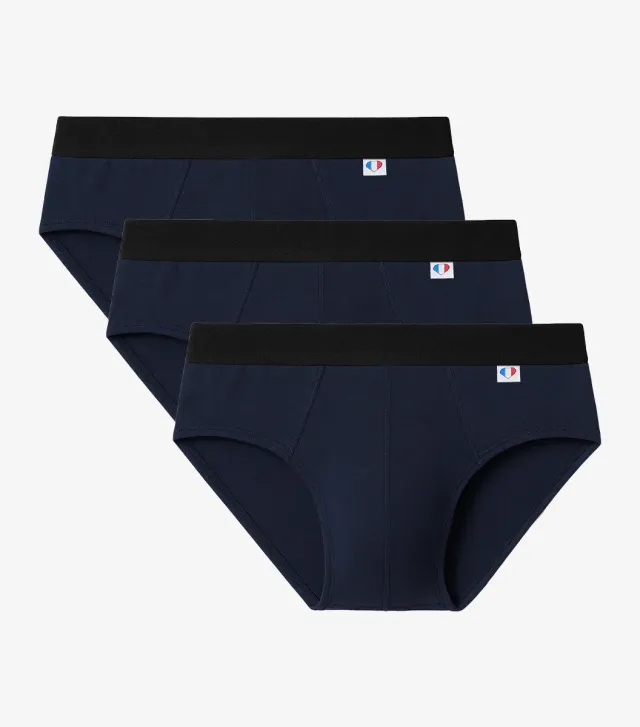Cocorico Intemporel slip homme marine x3 coton