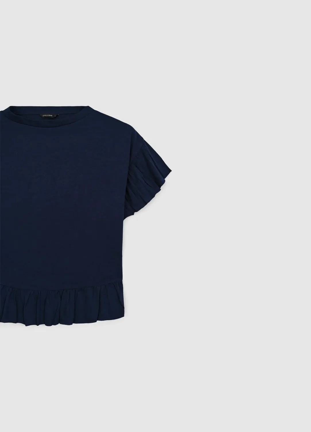 Calliope t-shirt volants femme coton uni col rond