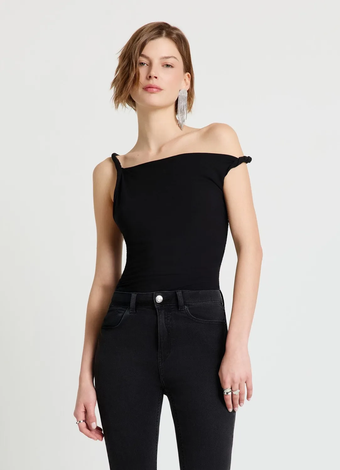 Calliope top froncé latéral femme col bateau