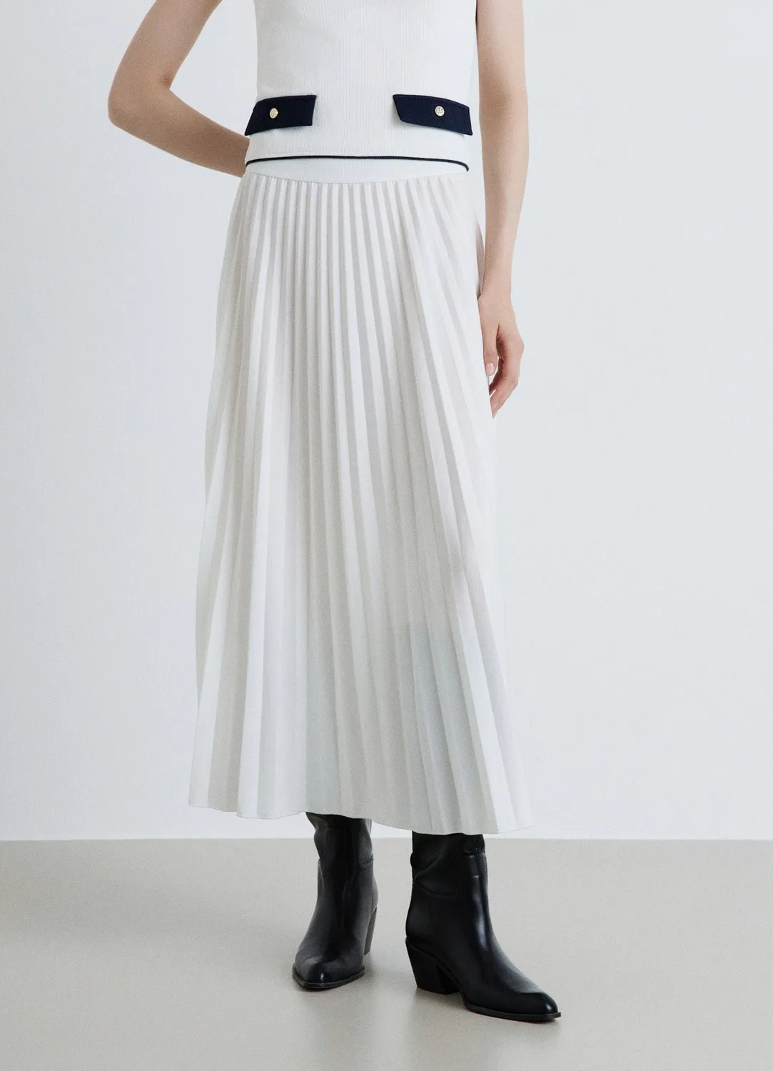 Calliope jupe longue plissée femme taille haute
