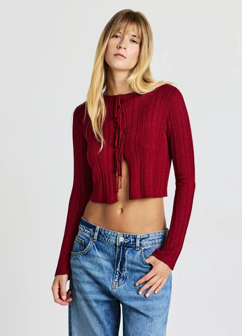 Calliope cardigan à lacets femme côtelé
