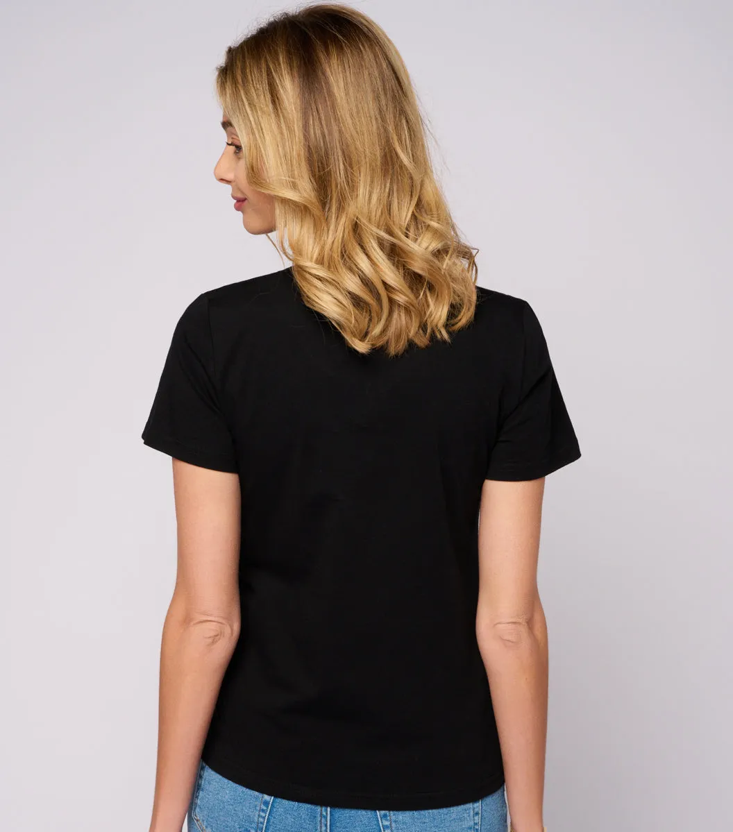 Cocorico French Touch t-shirt col V femme noir coton