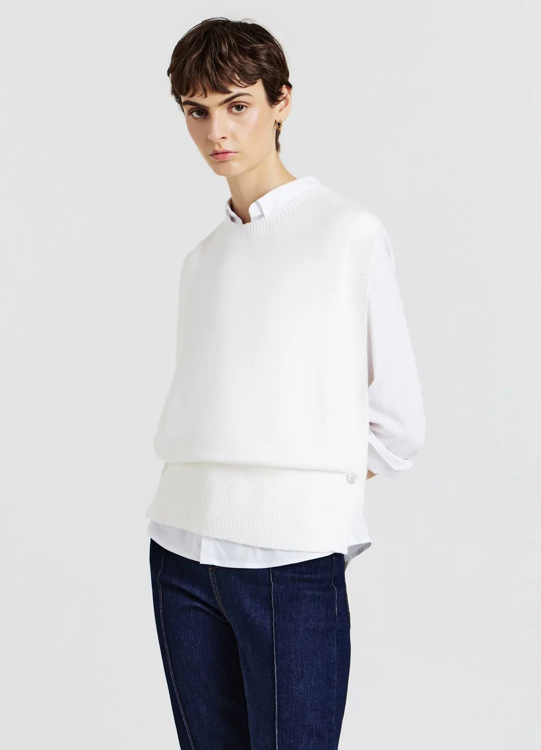 Calliope gilet femme maille boutons côtés