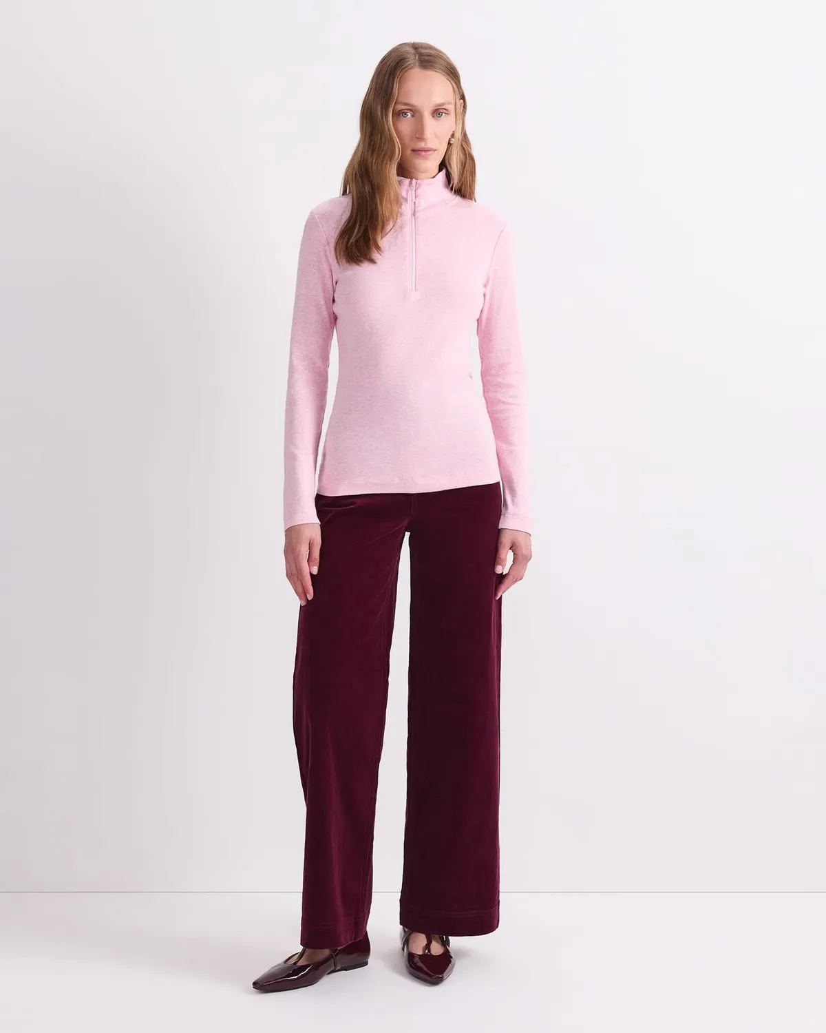 Sportscraft Lucy Zip Funnel Neck tee coton col zippé