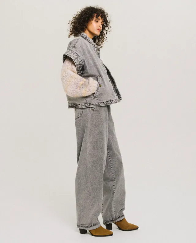 TINSELS FEDISON NUAGE jean barrel gris délavé