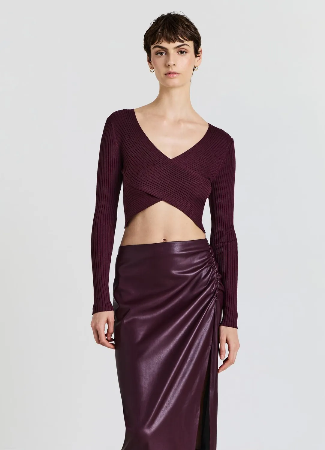 Calliope top croisé côtelé col V femme