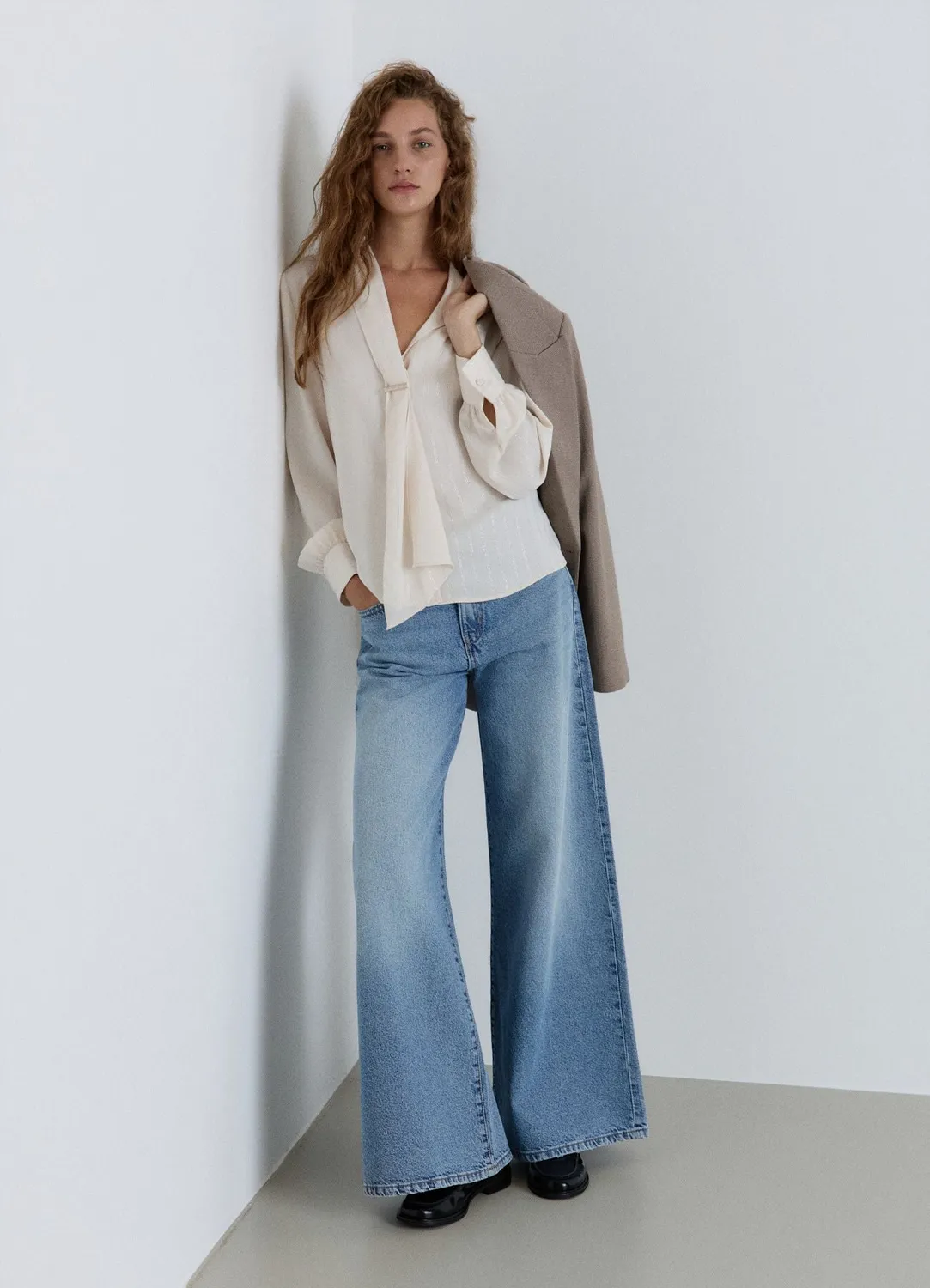Calliope blouse rayée femme châle col V business