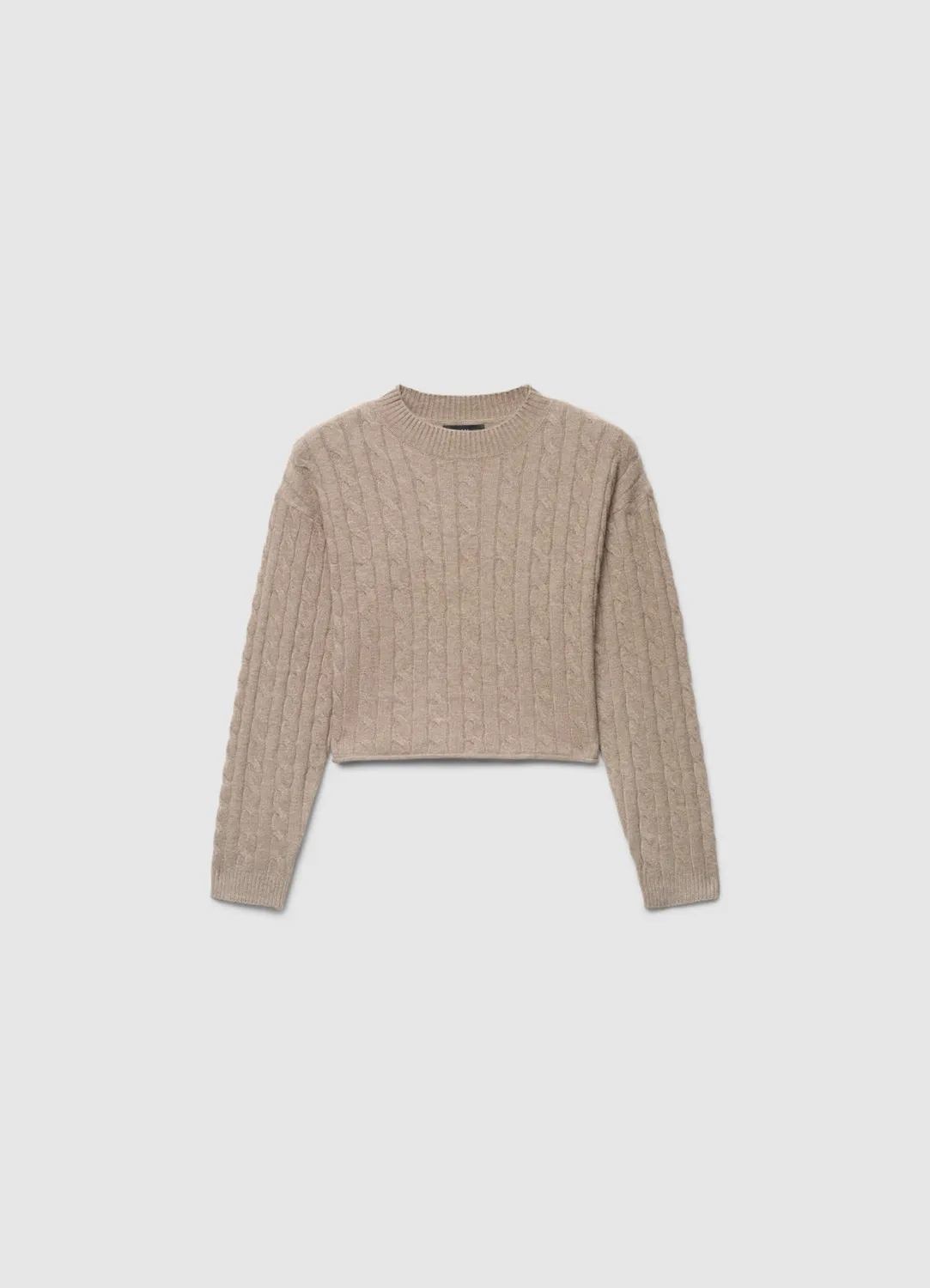Calliope pull crop torsade femme col rond manches longues
