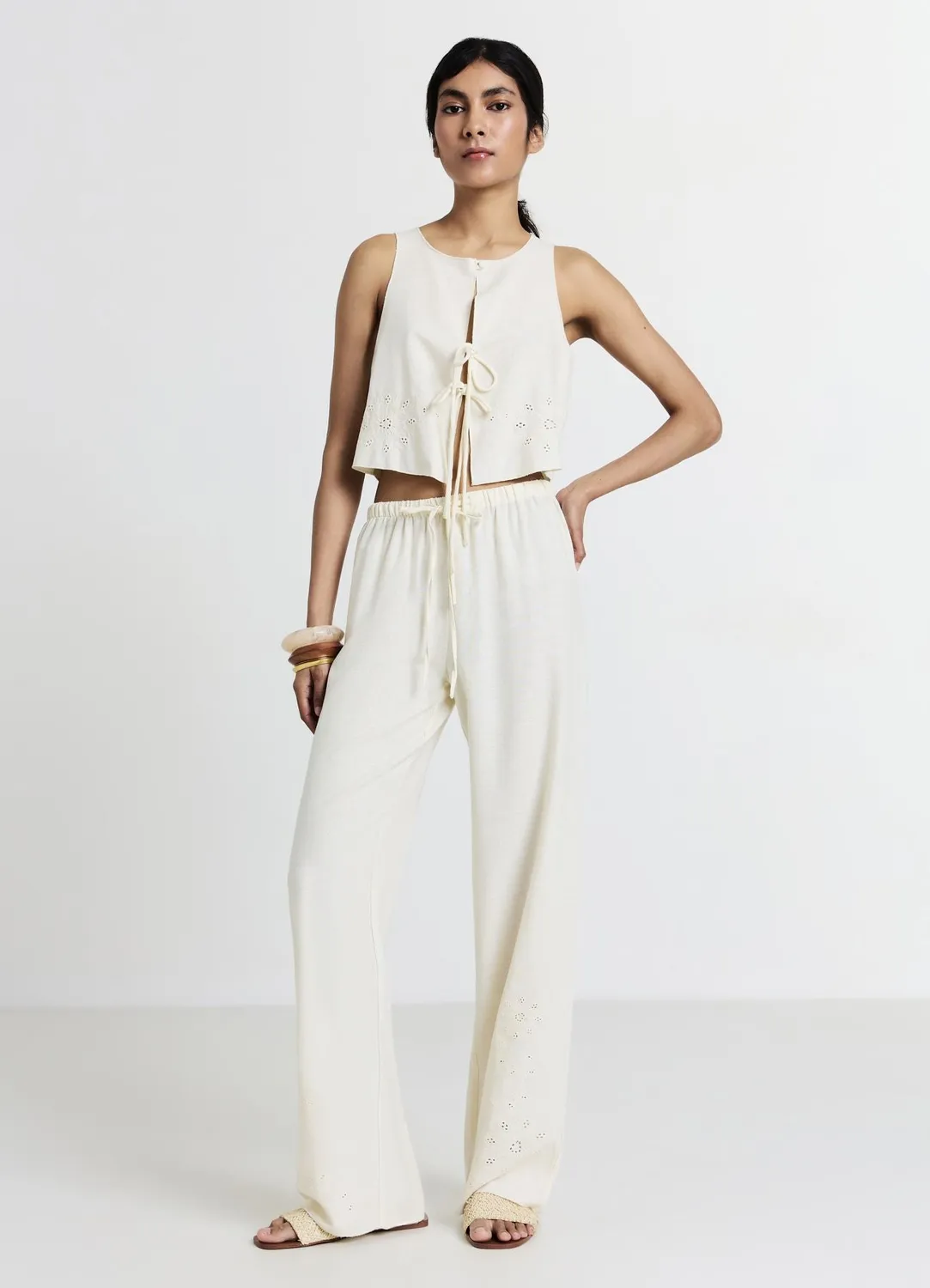 Calliope pantalon palazzo brodé femme