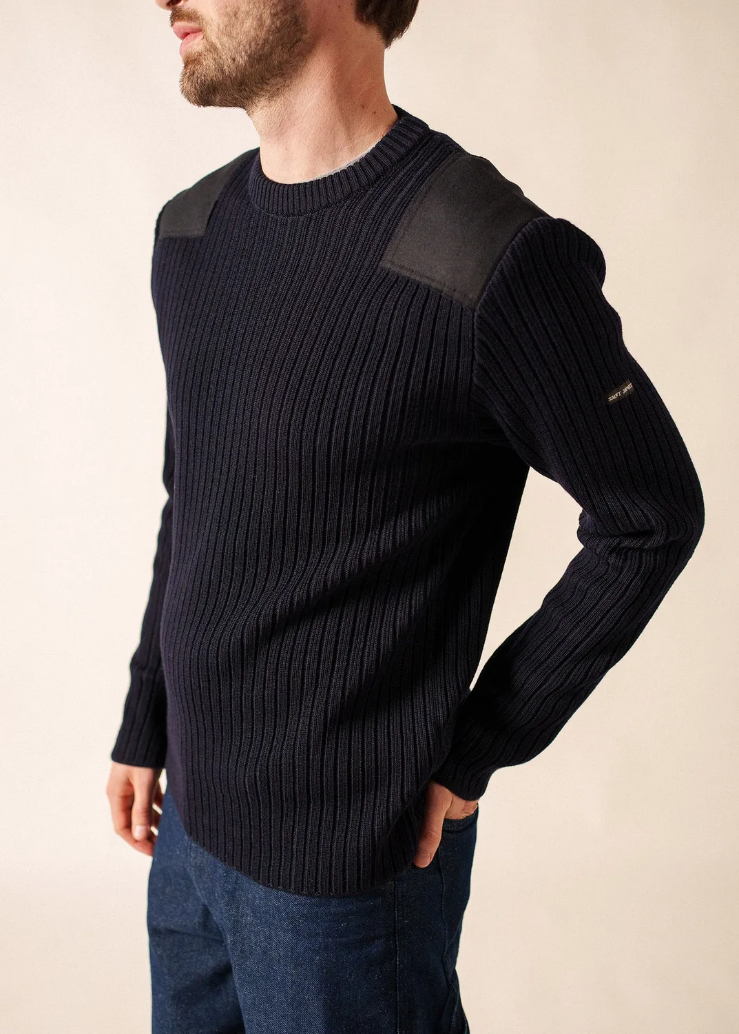 Saint James Gouvernail pull navy laine homme