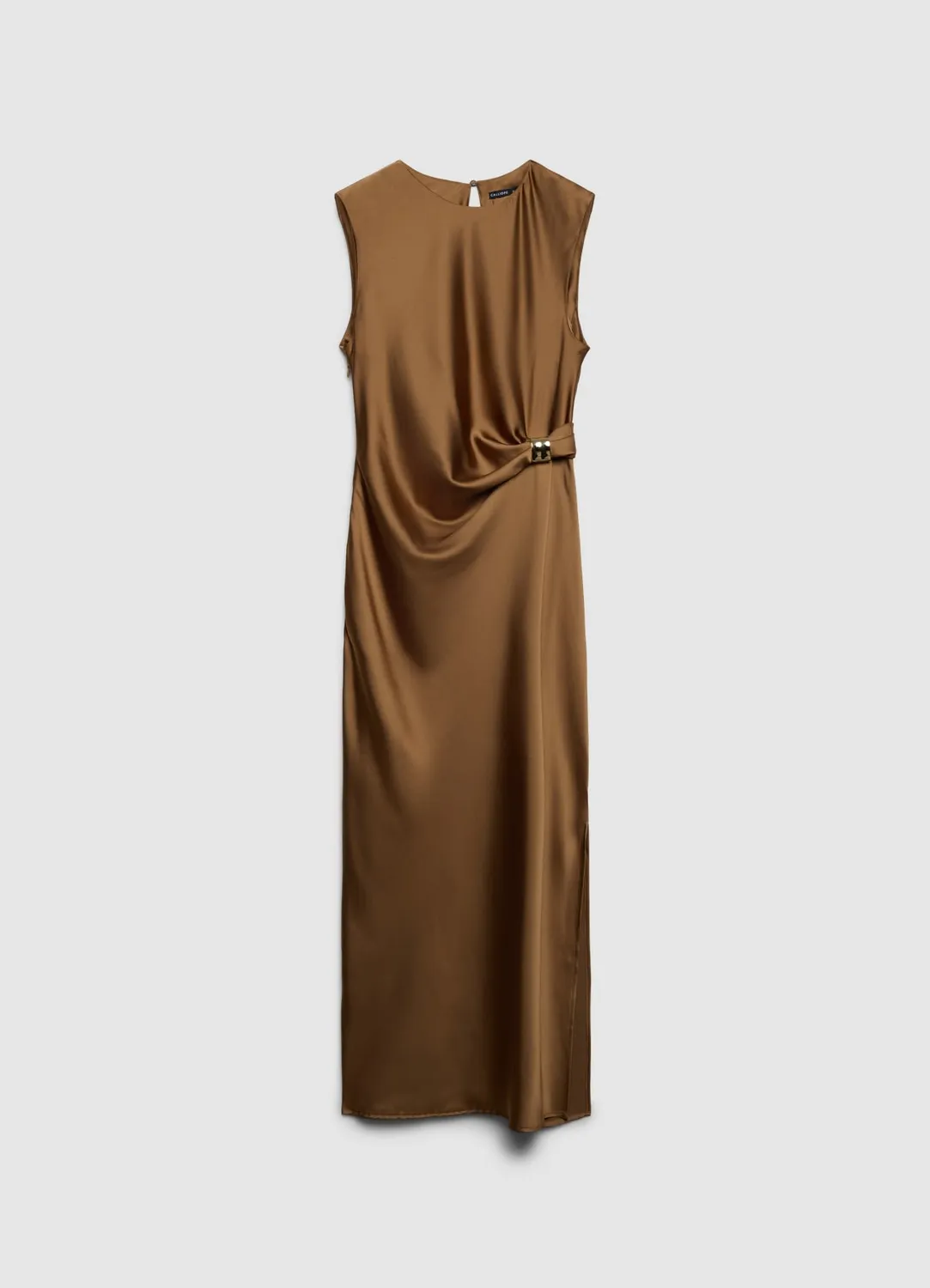 Calliope Robe Satinée Anneau Fente Femme S