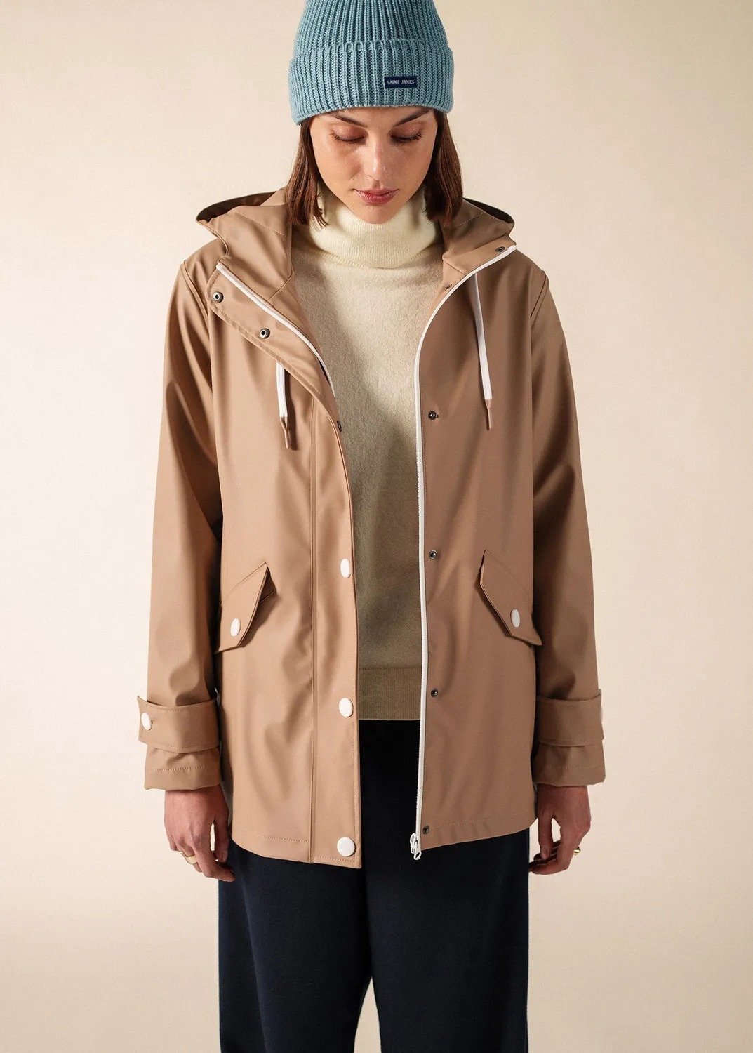 Saint James Ste Gaia ciré parka beige foncé imperméable