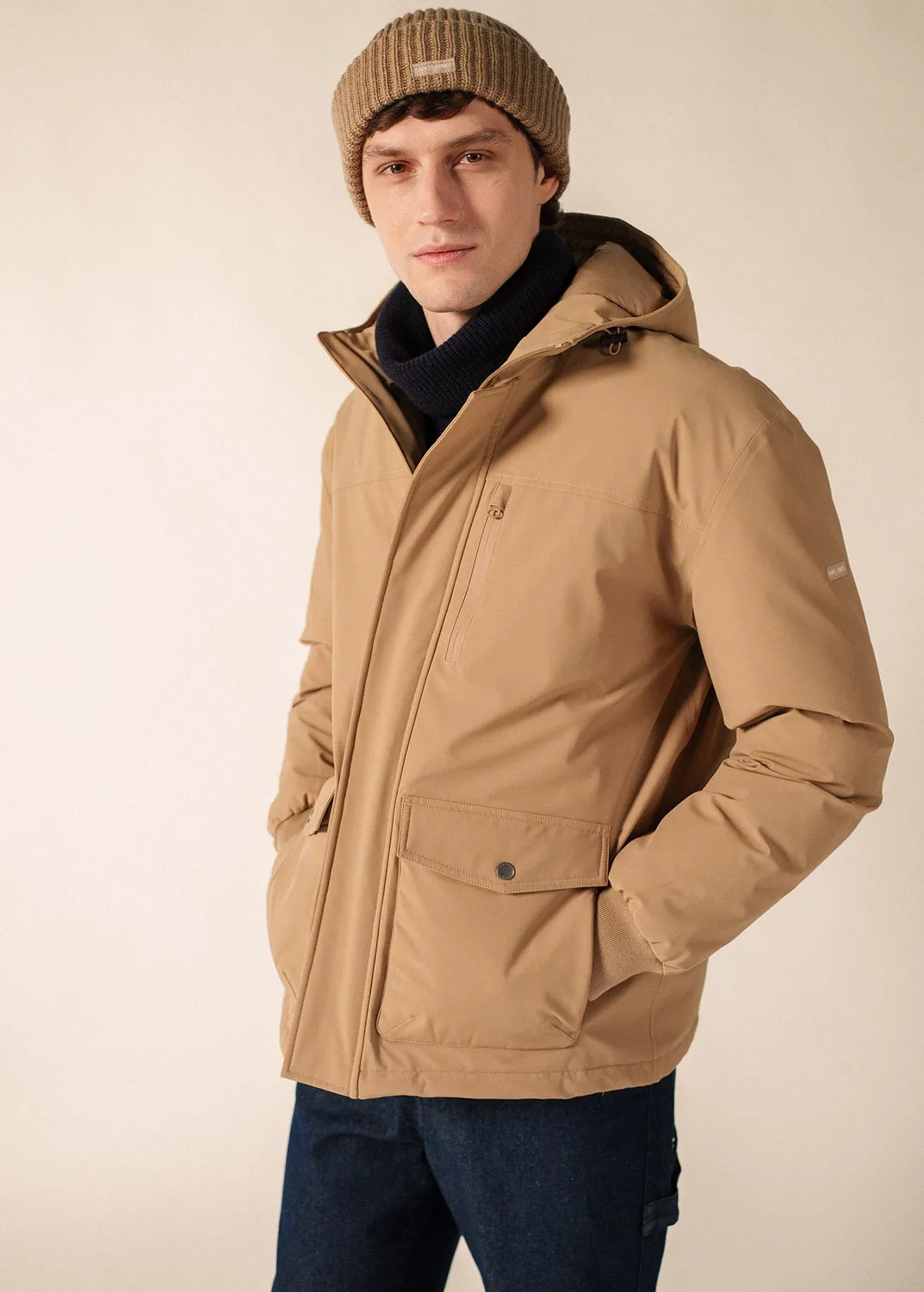 Saint James St Odin manteau beige foncé matelassé
