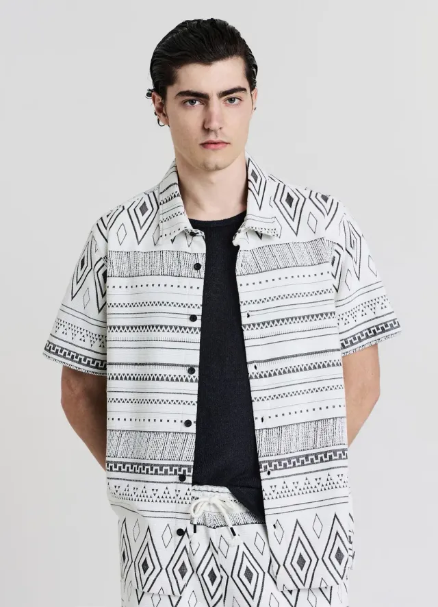 Calliope chemise ethnique homme coton manches courtes