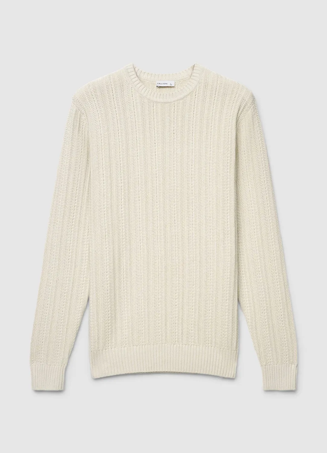 Calliope torsades col rond pull homme uni coton