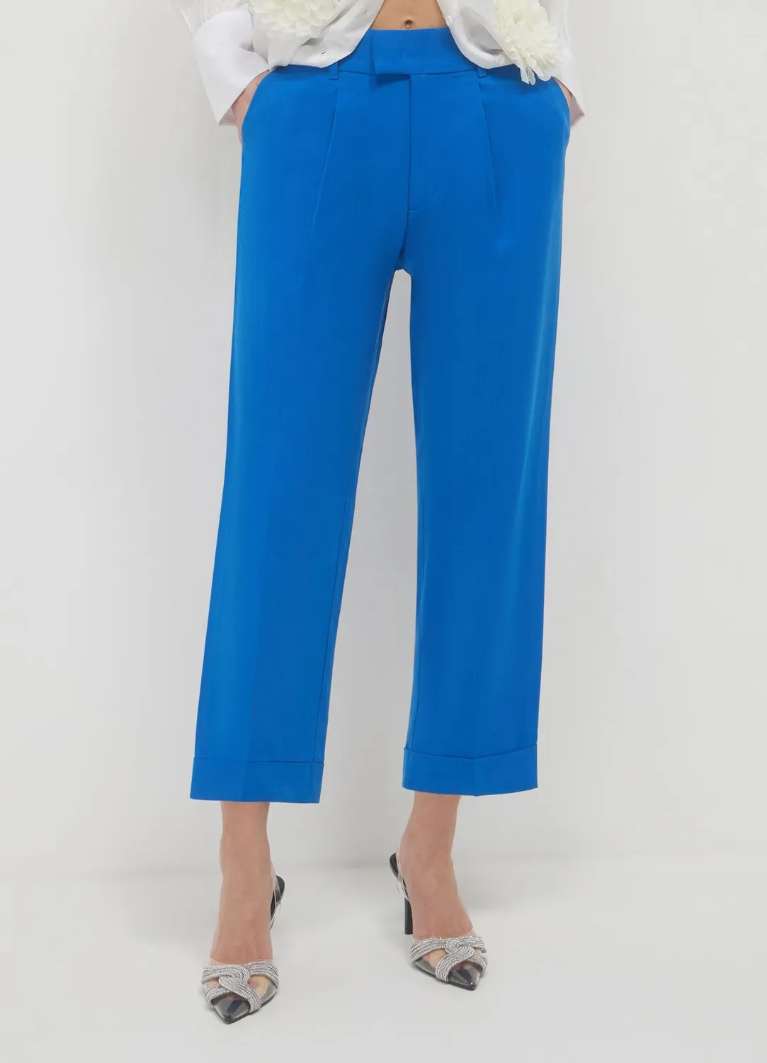 Calliope pantalon classique femme à revers taille élastique