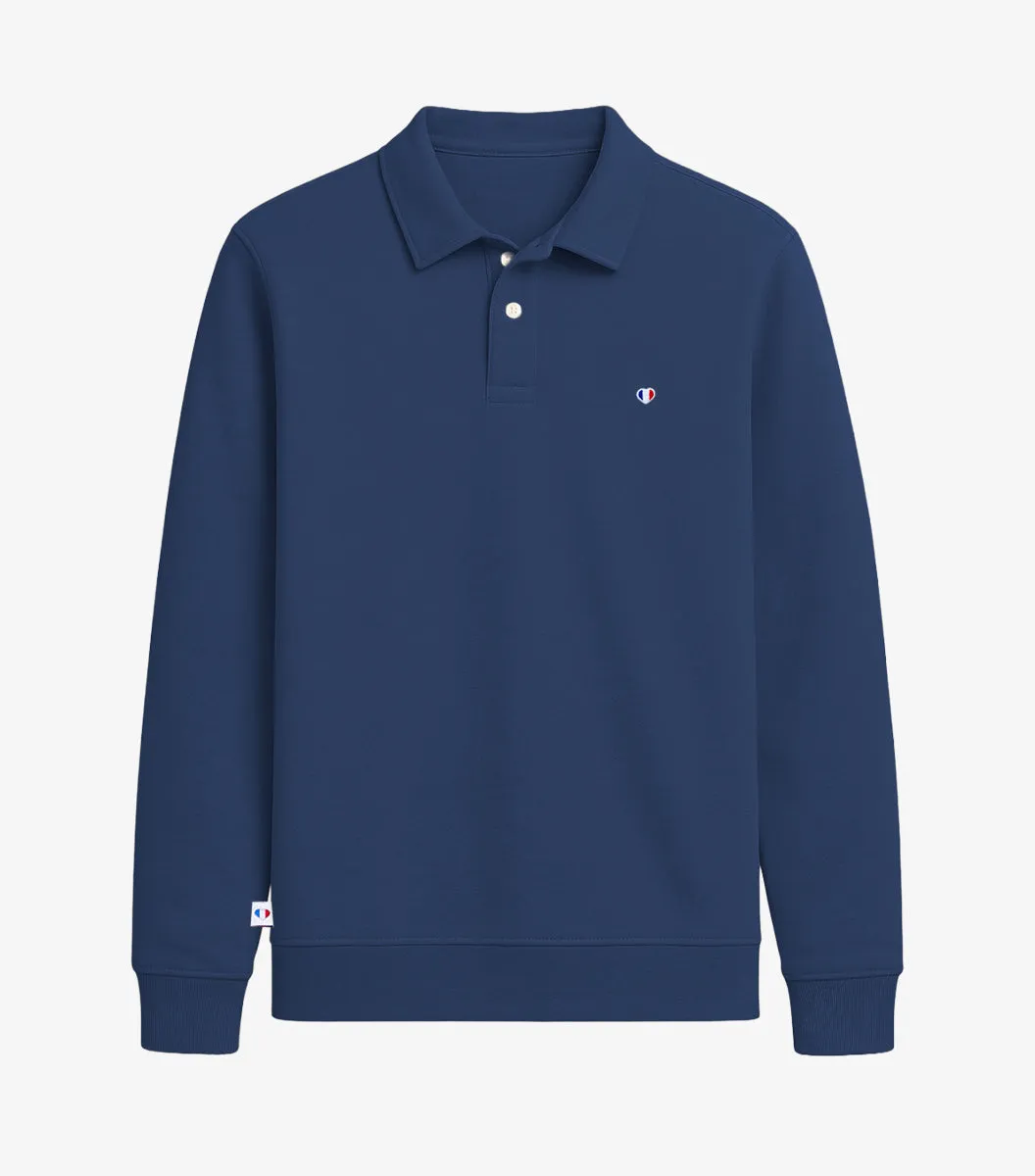 Cocorico Iconique sweat polo homme Marine coton