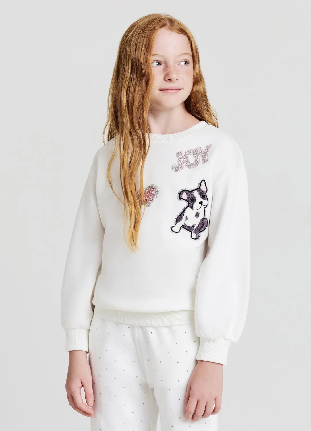 Calliope sweat fille patch brillant 8-9 ans col rond