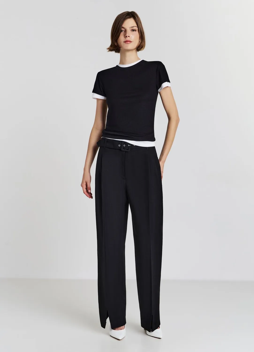 Calliope t-shirt bi-matière col rond femme