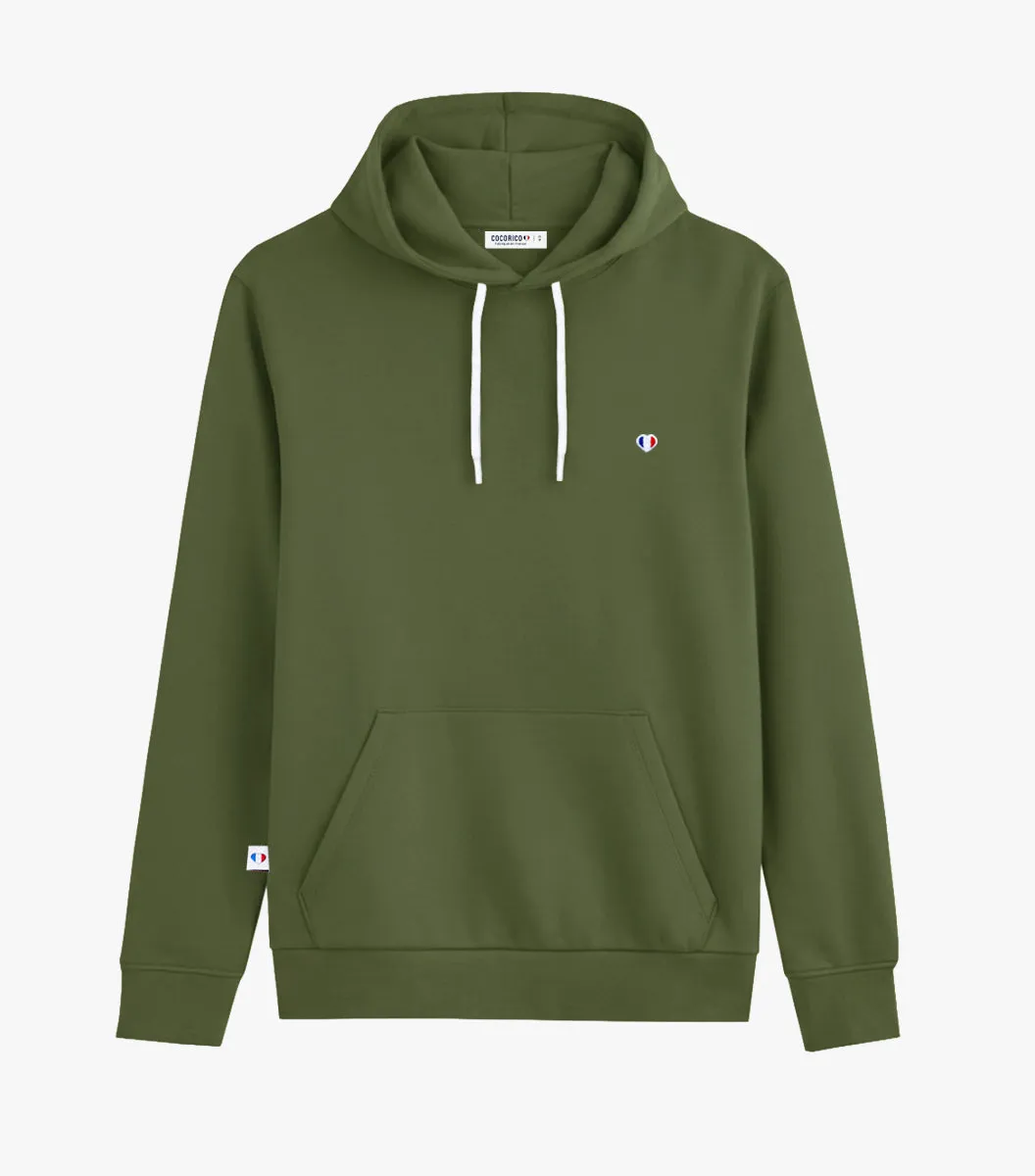 Cocorico Iconique sweat à capuche homme kaki coton made in France