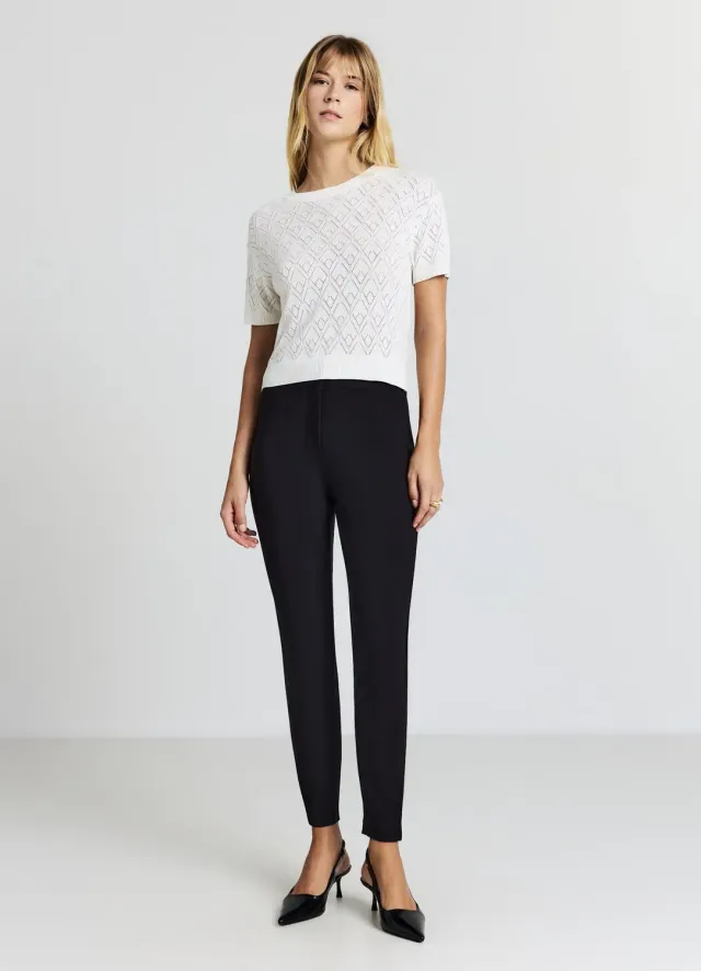 Calliope t-shirt femme uni point ajouré manches courtes