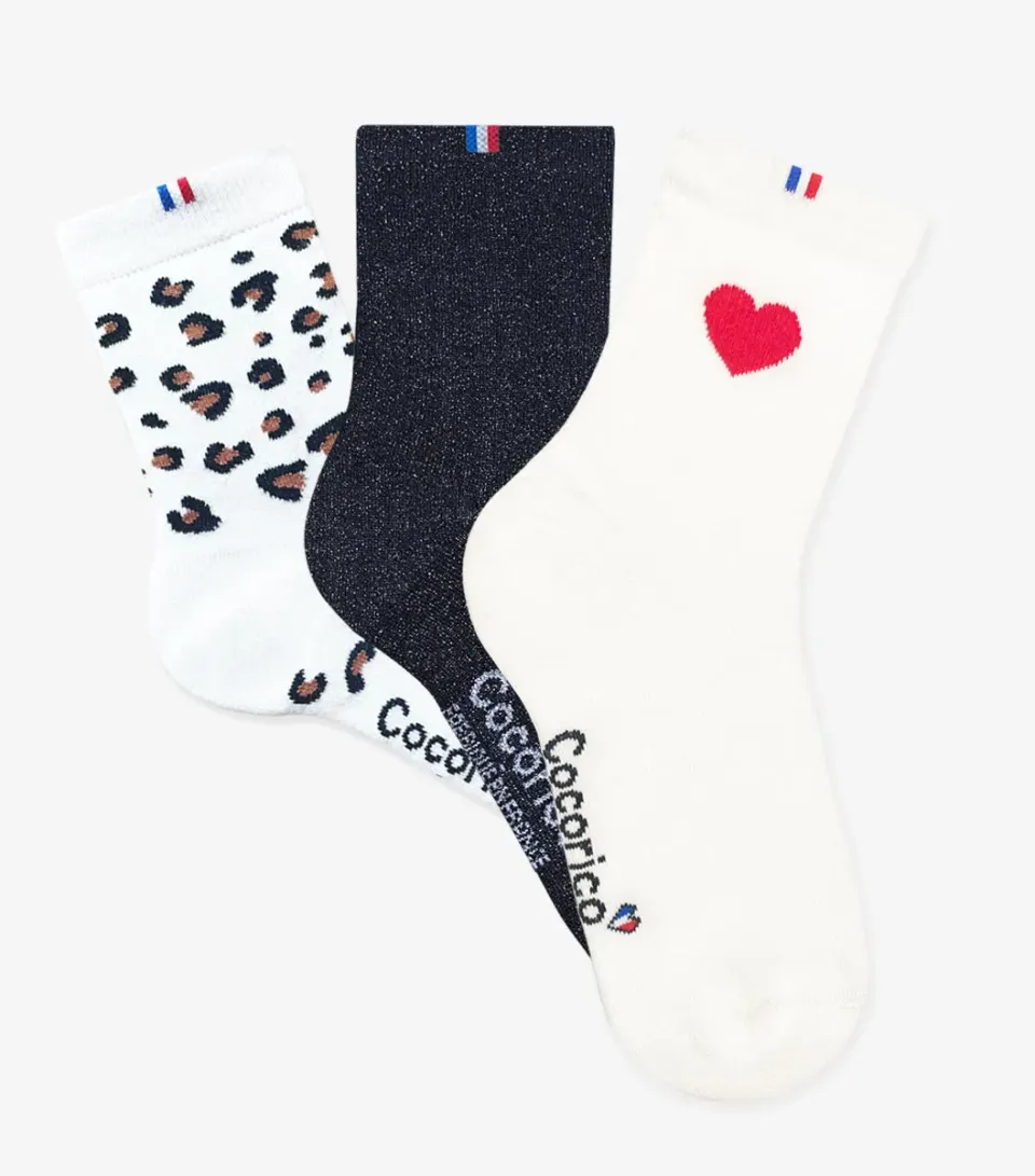 Cocorico Pack 3 Chaussettes Femme Découverte coton
