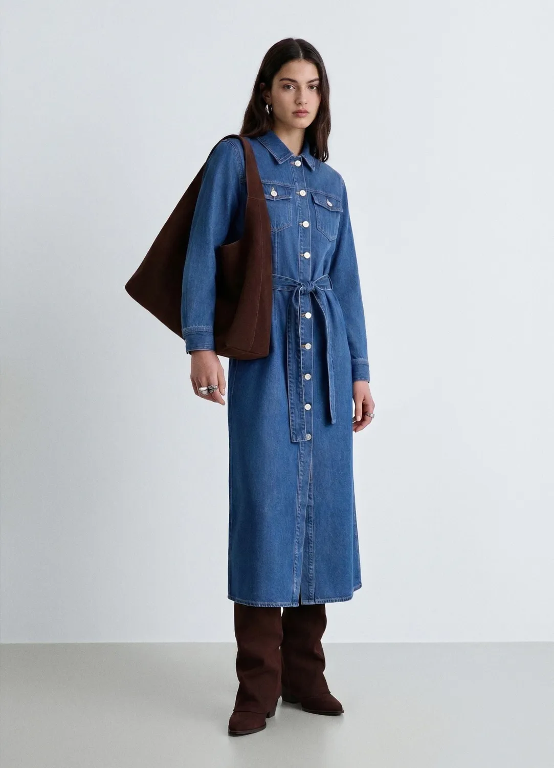Calliope robe longue denim ceinture femme