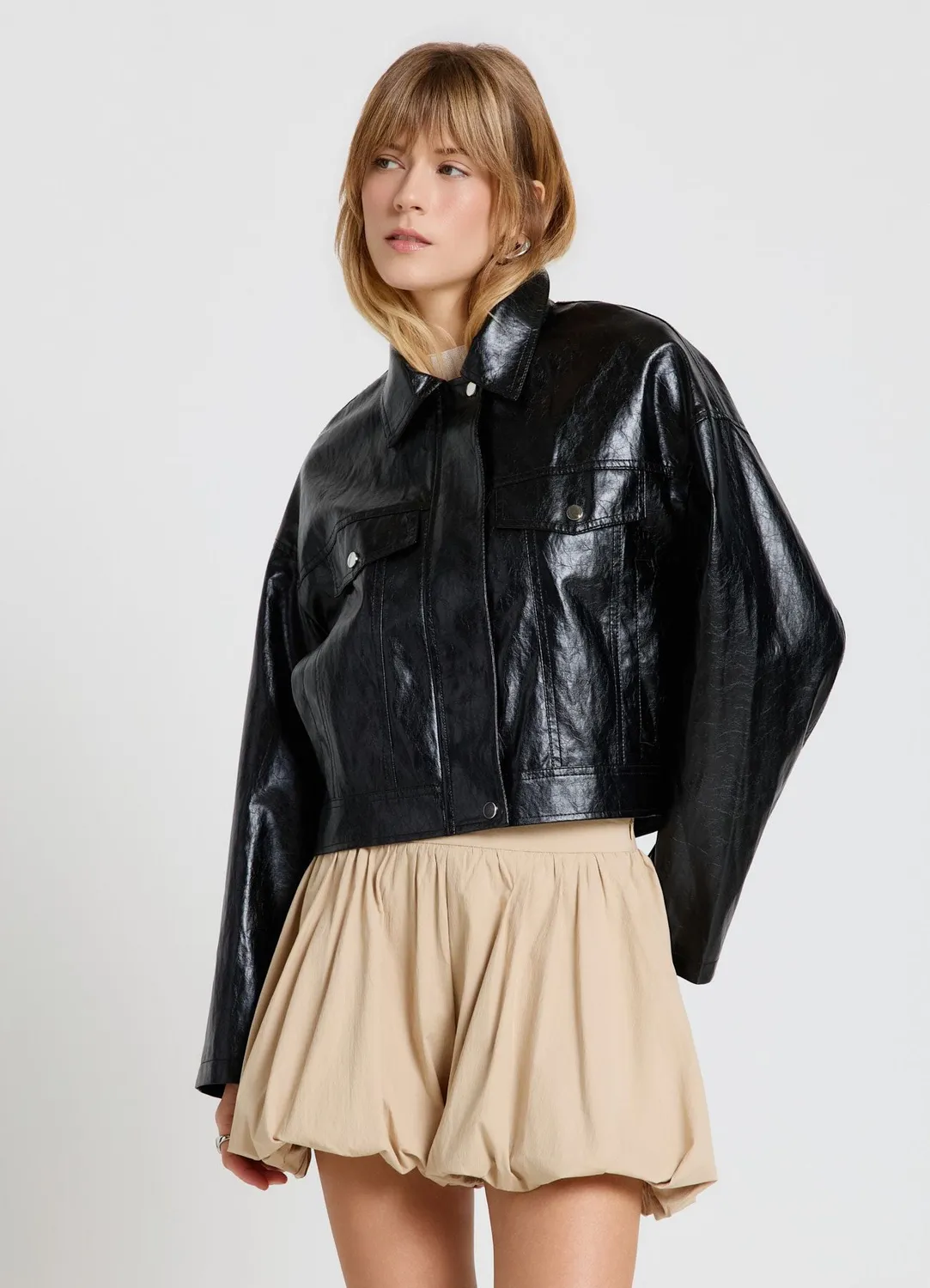 Calliope blouson effet cuir femme poches à rabat